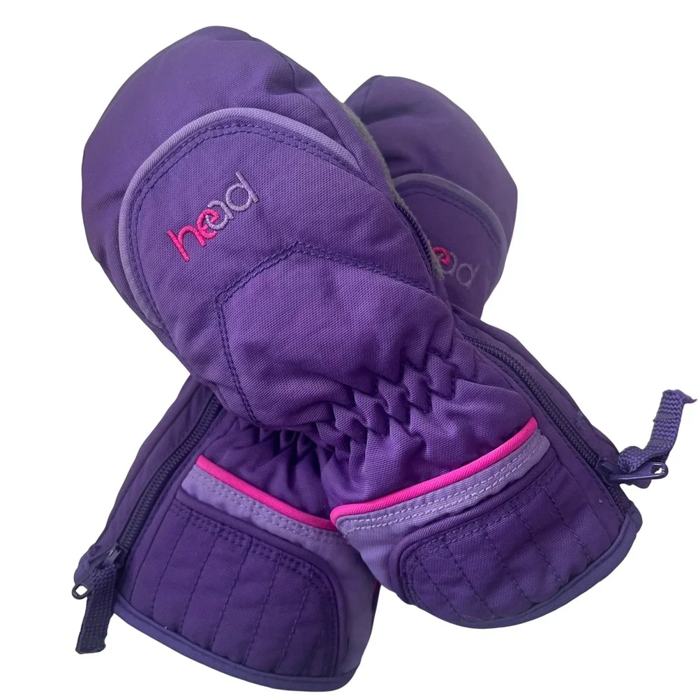 Head Kids XS Purple Insulated Winter Mittens Faux Fur Lined Ski Snow Mitts